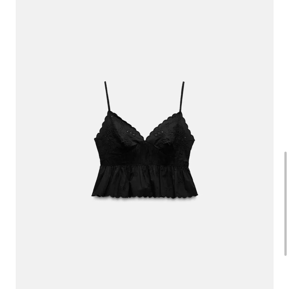 ZARA EMBROIDERED POPLIN TOP